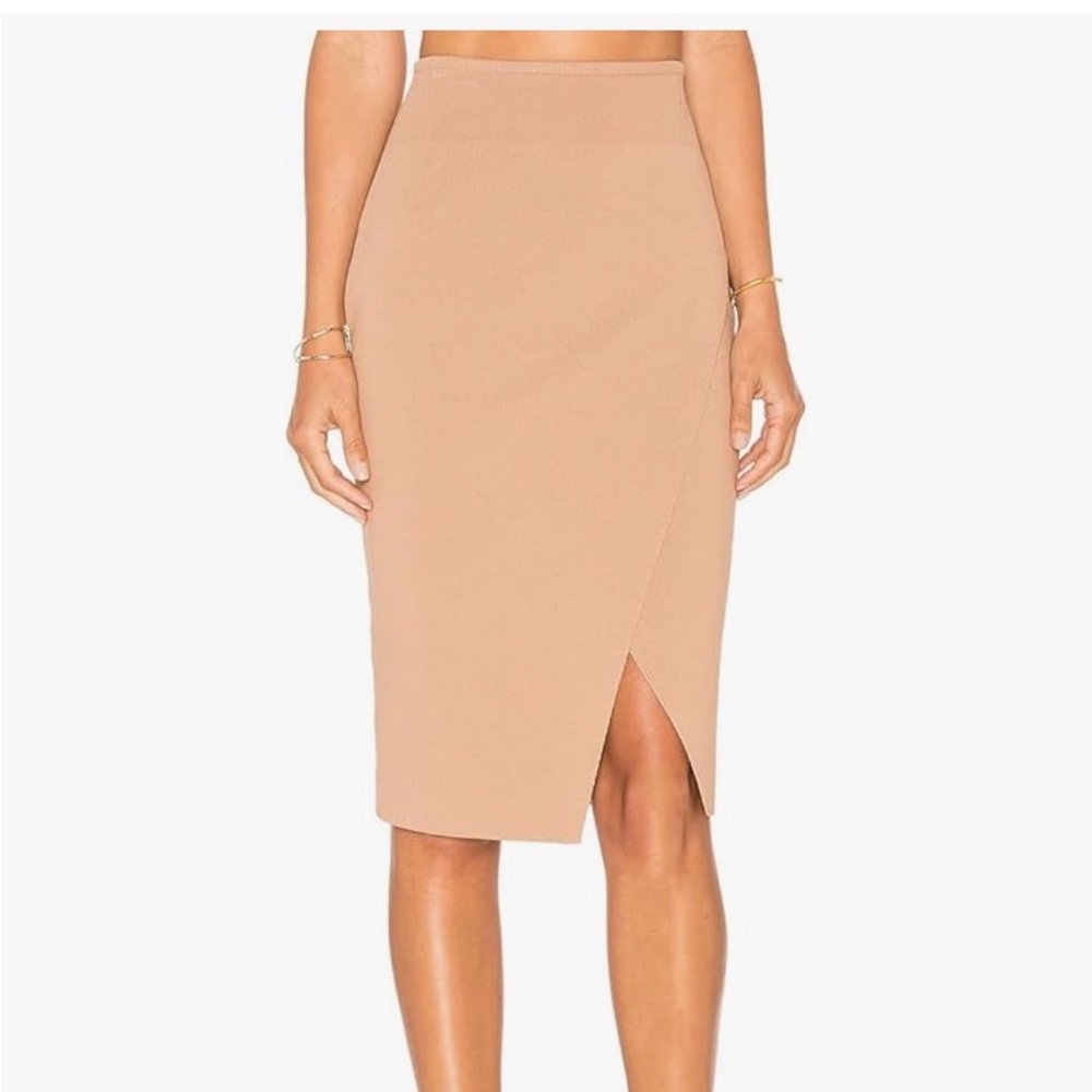 Kendall & Kylie Tan Wrap-Front Pencil Skirt